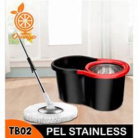 Spin Mop Alat Pel Putar Otomatis + Ember Plastik Peras Tanpa